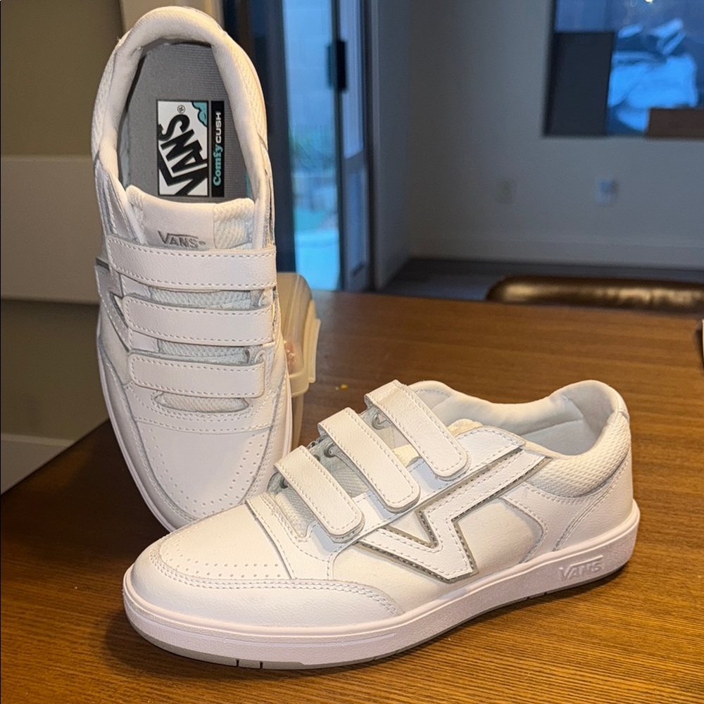 Vans White Velcro Sneakers
